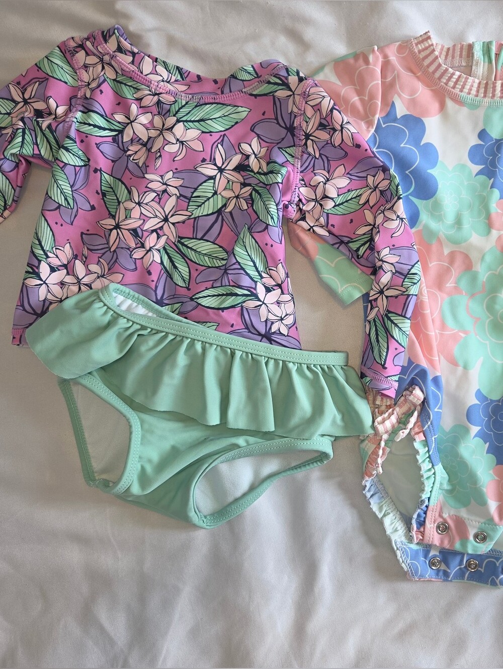 Bundle Of Two Ruffle Butts Girls Floral Rashguard Swimsuits